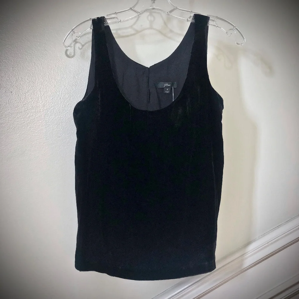 J. Crew NWT Black Velvet Tank, Sizes 4 or 6